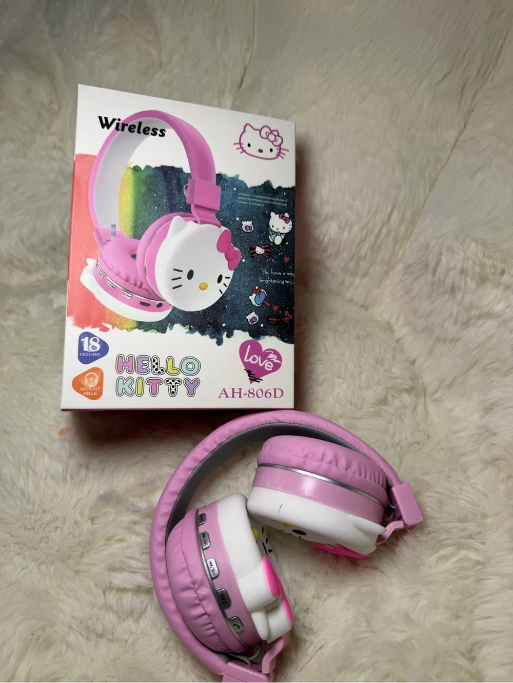 Hello Kitty Pink and White Kids Wireless Headphones